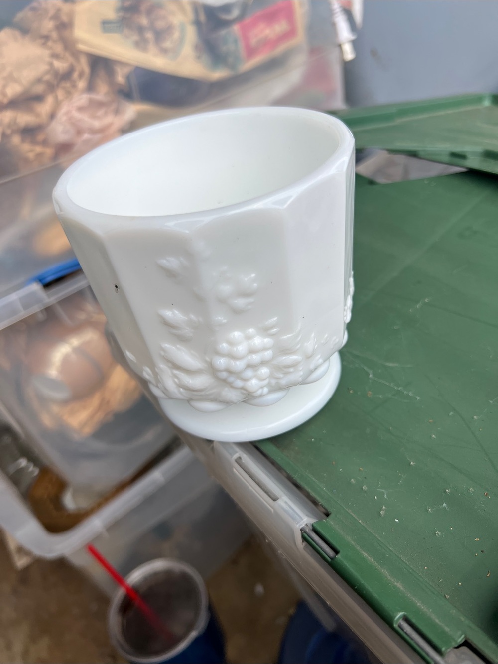 Vintage milk glass planter